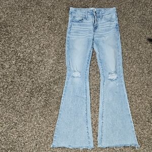 BKE Youth Flare Jeans. Sz 14R! Light Wash, Raw Hem